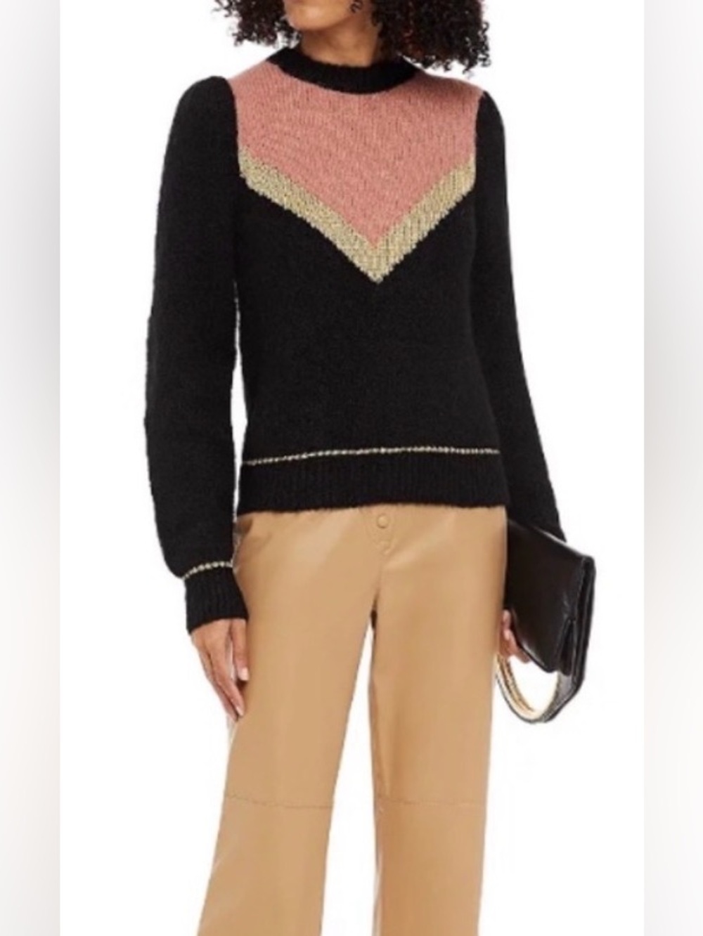 by TiMo alpaca color block retro 80s sweater size medium